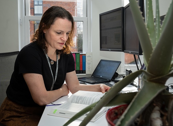 woman on her office desk